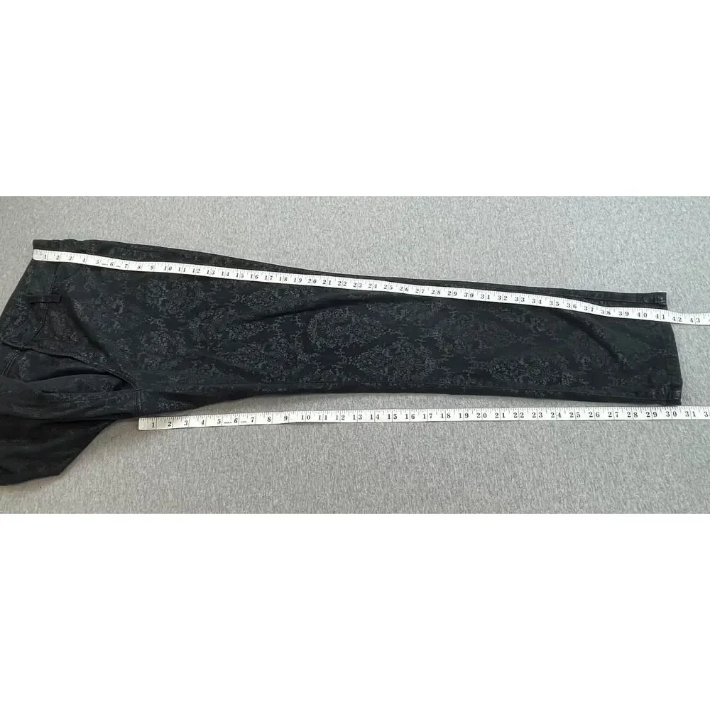 NYDJ Pants Womens 14 Black Floral‎ Cotton Blend Stretch Flat Front Skinny Fit